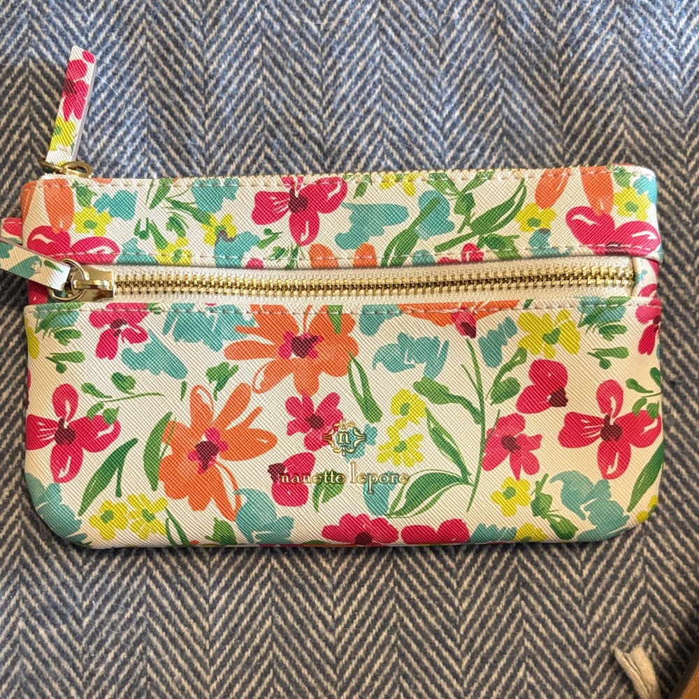 Nanette Lepore Colorful Floral Wallet with Gold Accents